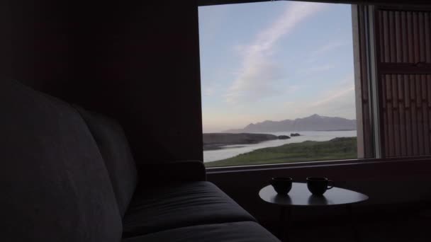 Iceland Window Time Lapse Looking Mountains — Video Stock