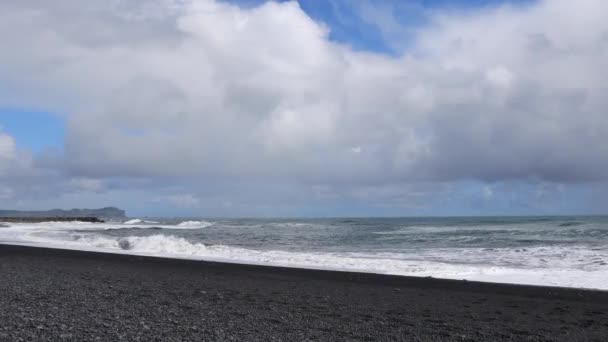 Black Beach Iceland Right Left — Stockvideo