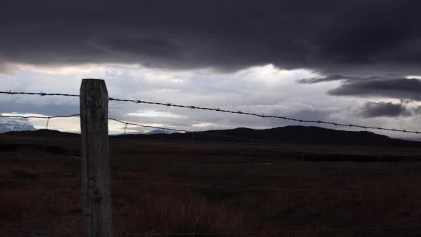 Iceland Volcano Fence Line — Stockvideo