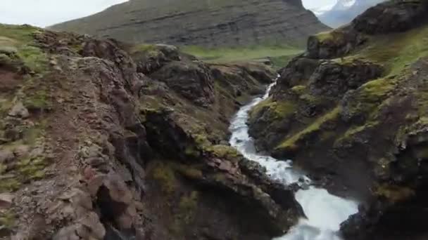 Fpv Aerial Iceland River — Stockvideo