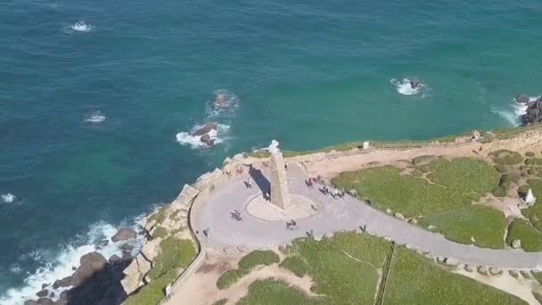 葡萄牙卡波罗卡罗卡 欧洲大陆最西端的克罗斯的空中景观 — 图库视频影像