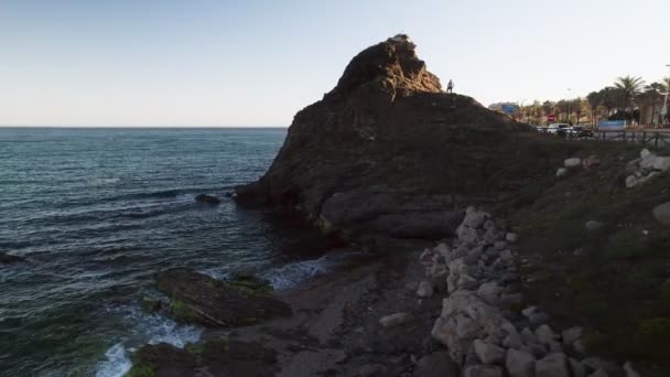 Playa Penon Del Cura Mijas Ανδαλουσία Ισπανία — Αρχείο Βίντεο