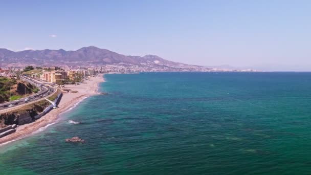 Luchtfoto Van Stad Aan Zee Fuengirola Spanje — Stockvideo