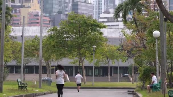 People Exercice Lumpini Park Bangkok Green Oasis Thai Capital — ストック動画