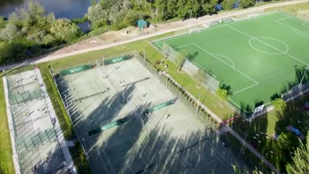Paddle Tennis Football Courts Next River Salamanca Spain — Stockvideo