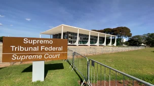 巴西最高法院或最高联邦法院 设立带有标牌的枪击案 — 图库视频影像