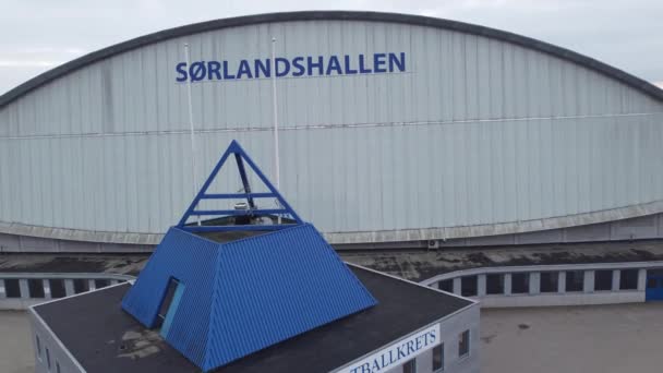 Sorlandshallen Hala Sportowa Kristiansand Norwegia Antena Porusza Się Tyłu Powoli — Wideo stockowe