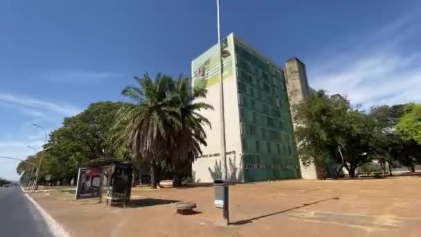 Fahrt Entlang Der Monumental Achse Oder Ministerien Esplanade Brasilia Brasilien — Stockvideo