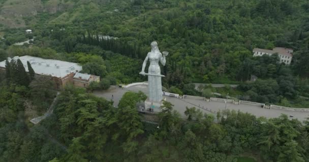 Памятник Картлису Деде Природный Ландшафт Вокруг Тбилиси Грузия — стоковое видео