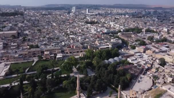 Sanliurfa Μεγάλο Τζαμί Αεροφωτογραφία Επισκόπηση Της Πόλης Sanliurfa Τουρκία — Αρχείο Βίντεο