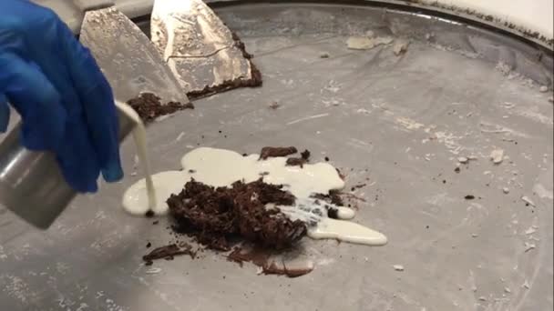 Oreo Flavoured Ice Cream Made Cold Plate — Stok video