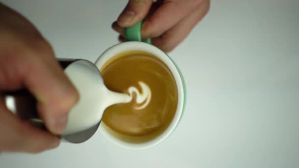 Rosetta Free Pour Latte Art Coffee Art — Stockvideo