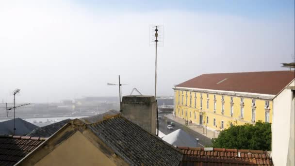 Timelapse Lissabon Shot While Fog — ストック動画