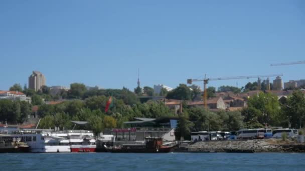 Huge Portugal Flag Waving Wind City Porto — Stockvideo