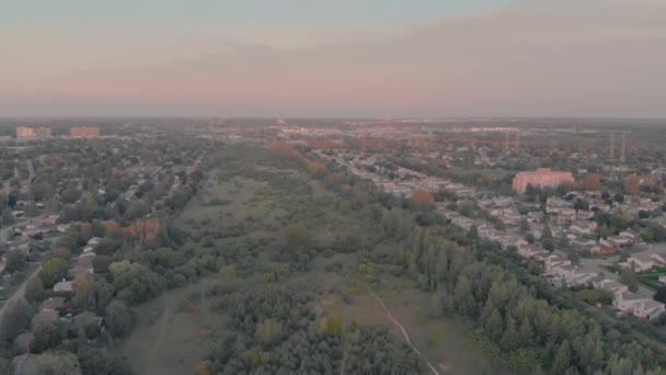 Slow Aerial Shot Nepean Ontario Flying Park Trees Buildings City — Video Stock