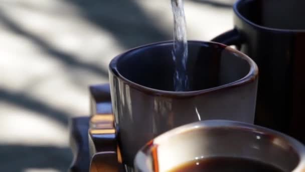 Pouring Warm Water Coffee — Stockvideo