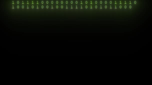 Green Rows Binary Output Black Computer Screen — 비디오
