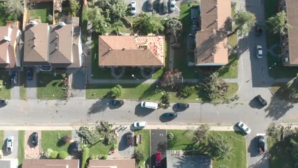 Top Aerial View Brocken Homes Roofs Result Tornado Ottawa — стоковое видео