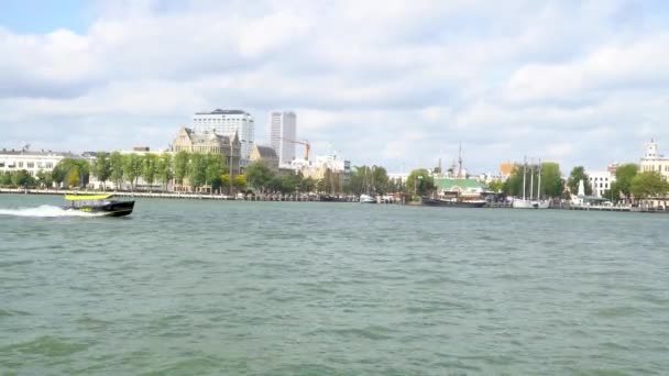 Extraordinary Water Taxi Passing Port Rotterdam — Vídeos de Stock