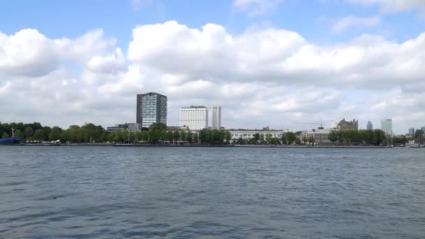 Skyline City Rotterdam Panning Motion — Stockvideo