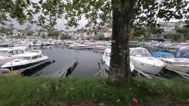 Small Boat Harbor Fall Day — Vídeo de Stock