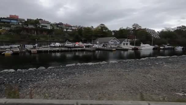 Small Boat Harbor Fall Day — Vídeo de Stock