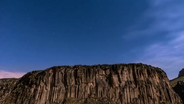 Basaltic Mountains Moonlight Illuminated Them Midst Night Stars Fly Polar — Video