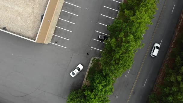 Aerial Descend Police Car Interacting Drone Pilot — Stock videók