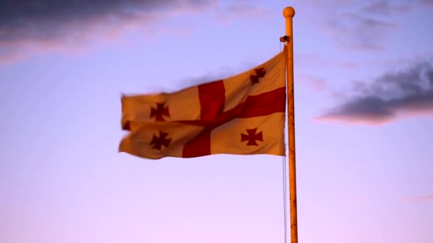 Flag Georgia Waving Sunset — Stock video