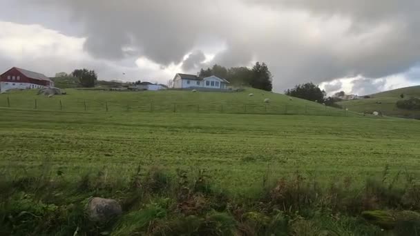Driving Stormy Afternoon Countryside — Wideo stockowe