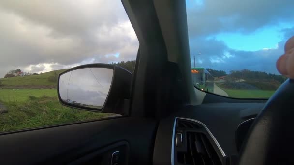 Driving Stormy Afternoon Countryside — Stockvideo