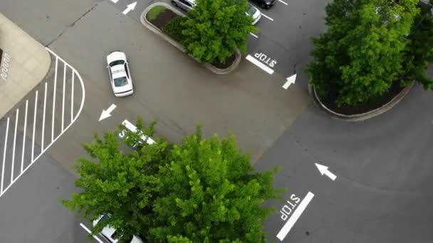 Aerial Follow Police Car Parking Lot — Stock video