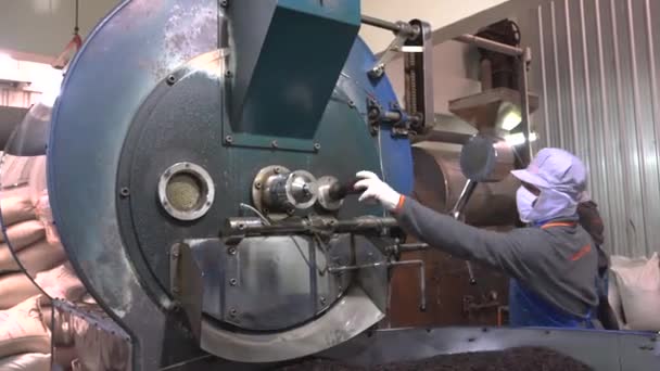 Coffee Roaster Machine Coffee Roast Machine Coffee Roaster Coffee Factory — Stok video