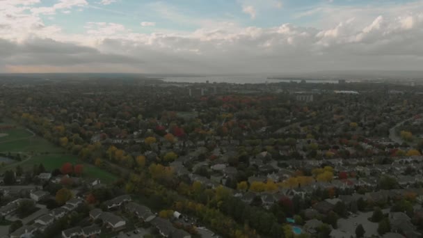 Aerial Footage Facing Downtown Ottawa Views Huge City Buildings Distance — Wideo stockowe