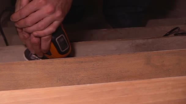 Enough Sanding Wooden Staircase Electric Tool — Stockvideo