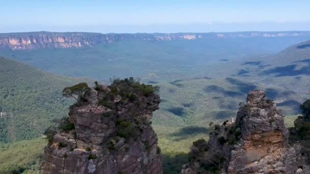 Aerial View Three Sisters Blue Mountains Sydney Australia — Vídeo de stock