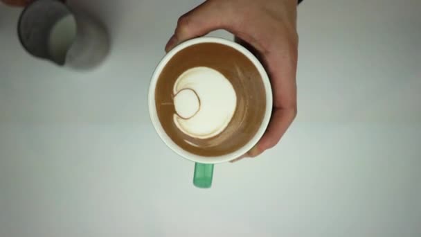 Σοκολατένιο Γουρούνι Καφές Τέχνη Latte Τέχνη Ζώων Χαρακτική Σχέδιο 1080P — Αρχείο Βίντεο