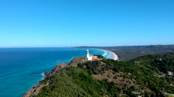 Aerial View Seaside Lighthouse Byron Bay Australia — Stockvideo