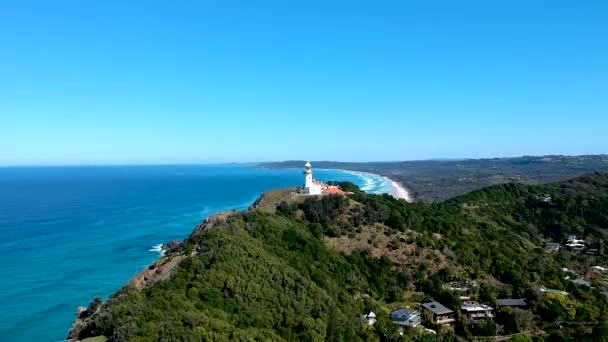 Aerial View Seaside Lighthouse Byron Bay Australia — 图库视频影像