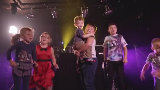 Kids Dancing Partying Children Disco — Vídeo de stock