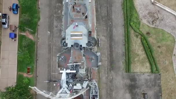 Aerial Shot Remembrance Lhuangprasae Battleship Rayong District Tailandia — Vídeos de Stock