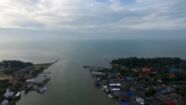 Fishing Village Estuary Prasae Rayong District Thailand — Stockvideo