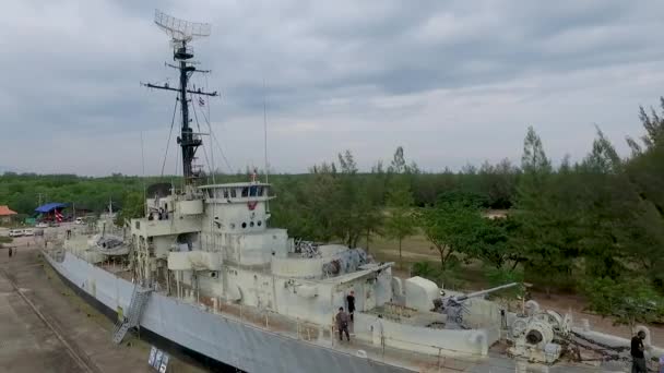 Airial Shot Remembrance Lhuangprasae Battleship Rayong District Thailand — Stok Video