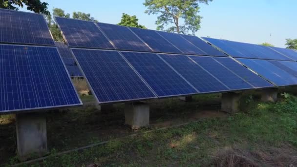 Solar Panel Eco Tourism Park Pan Shot — Stock video