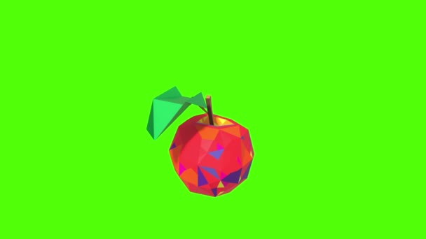 Red Lowpoly Apple Cut — Stok Video