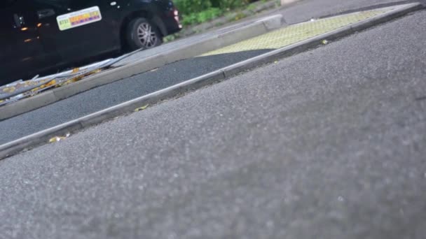 Urban Nightlife Taxi Drives Asphalt Car Park — Video Stock