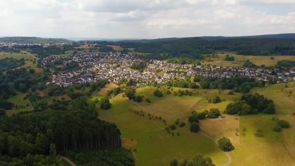 Flight Dji Phantom Drone Away Rural German Village Located Beautiful — Wideo stockowe