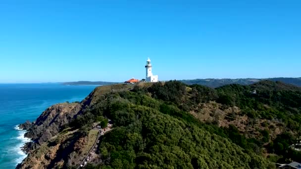 Aerial View Seaside Lighthouse Byron Bay Australia — Wideo stockowe