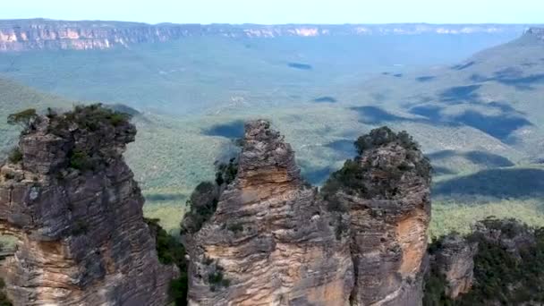 Luftaufnahme Über Three Sisters Blaue Berge Sydney Australien — Stockvideo