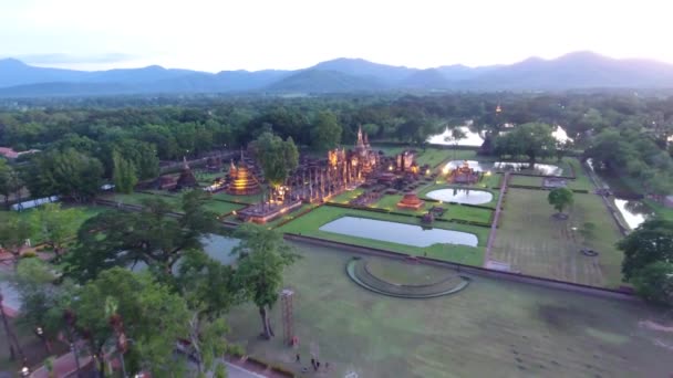 Aerial Shot Sukhothai Historical Park Unesco World Heritage Site Thailand — Stock video